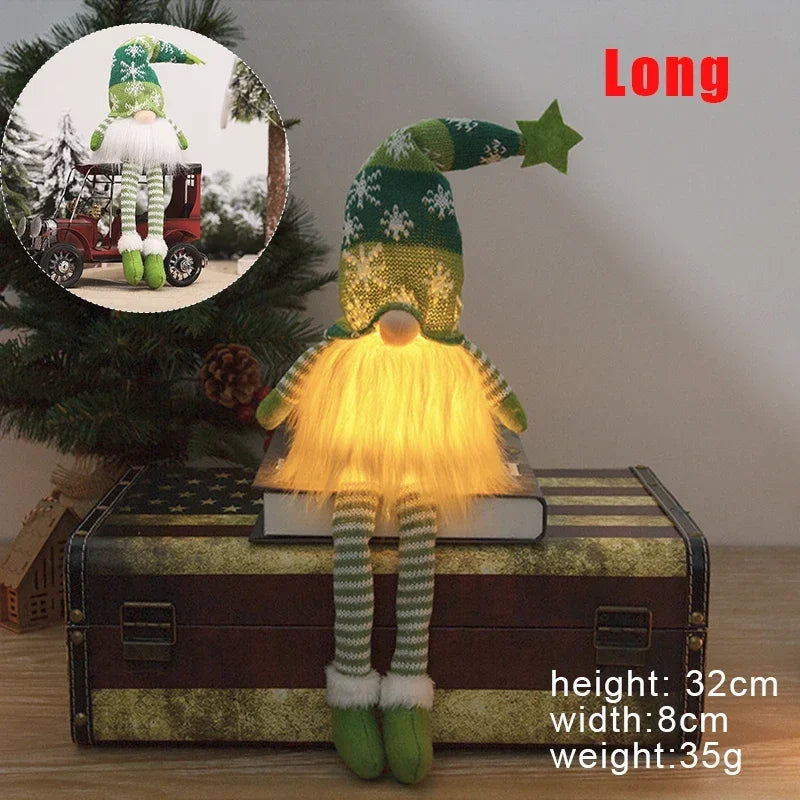 Charming LED Light-Up Christmas Faceless Doll Gnome Ornaments - Plush Knitting Tree Pendants for Home & Kids Gifts