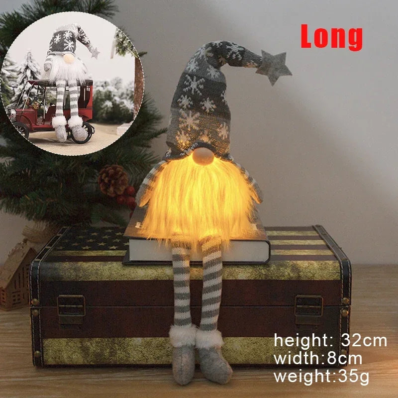 Charming LED Light-Up Christmas Faceless Doll Gnome Ornaments - Plush Knitting Tree Pendants for Home & Kids Gifts