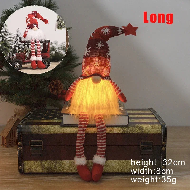 Charming LED Light-Up Christmas Faceless Doll Gnome Ornaments - Plush Knitting Tree Pendants for Home & Kids Gifts