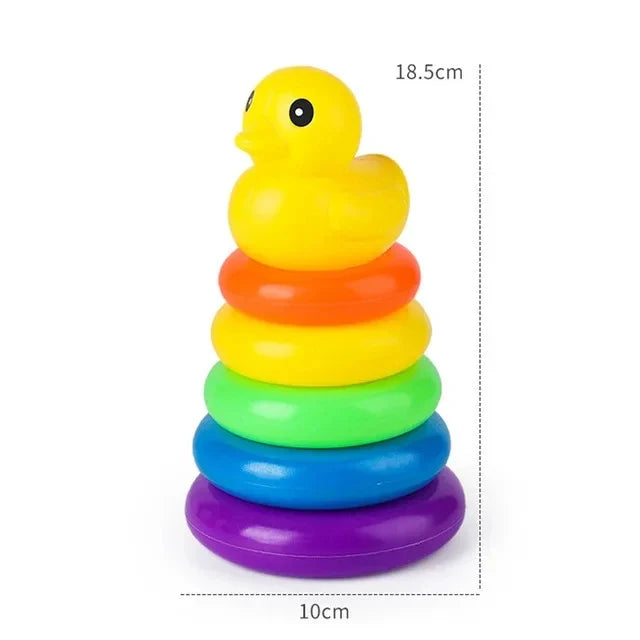 Montessori Rotating Rainbow Tower Baby Stacking Puzzle Toys Children Develop Motor Skills Game Spinning Stacking Toys Kids Gift