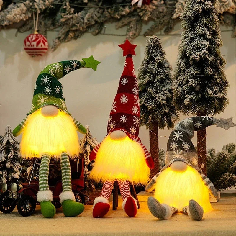 Charming LED Light-Up Christmas Faceless Doll Gnome Ornaments - Plush Knitting Tree Pendants for Home & Kids Gifts