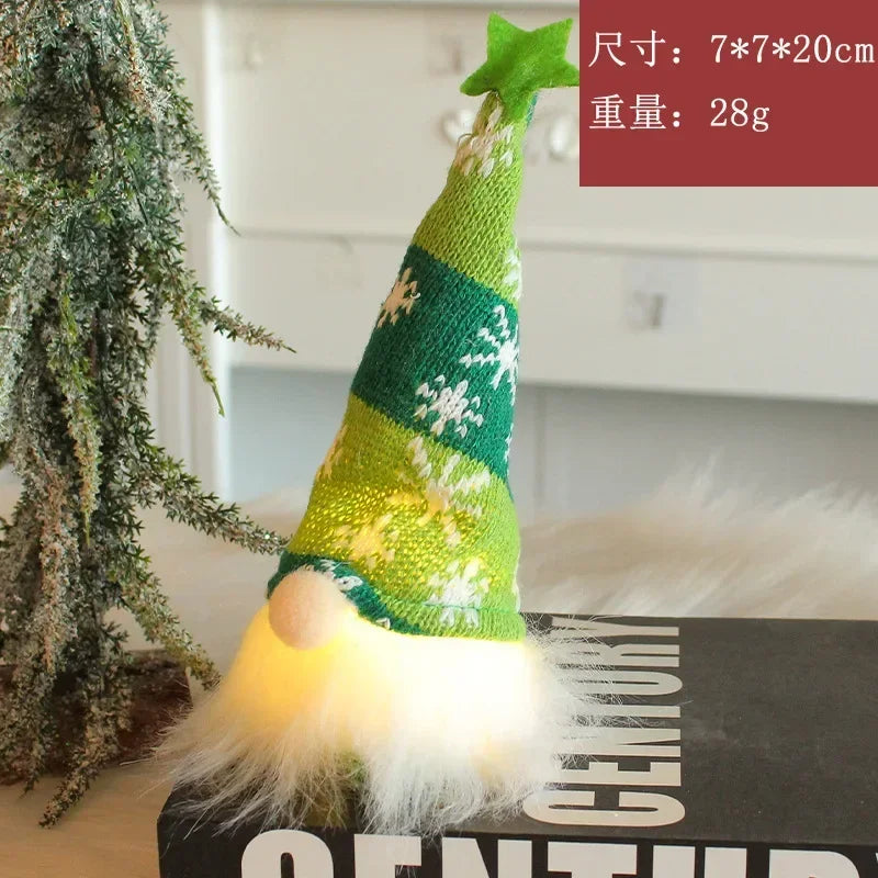 Charming LED Light-Up Christmas Faceless Doll Gnome Ornaments - Plush Knitting Tree Pendants for Home & Kids Gifts