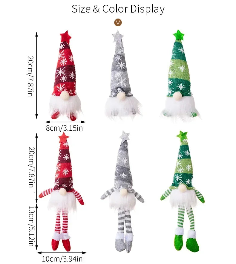 Charming LED Light-Up Christmas Faceless Doll Gnome Ornaments - Plush Knitting Tree Pendants for Home & Kids Gifts