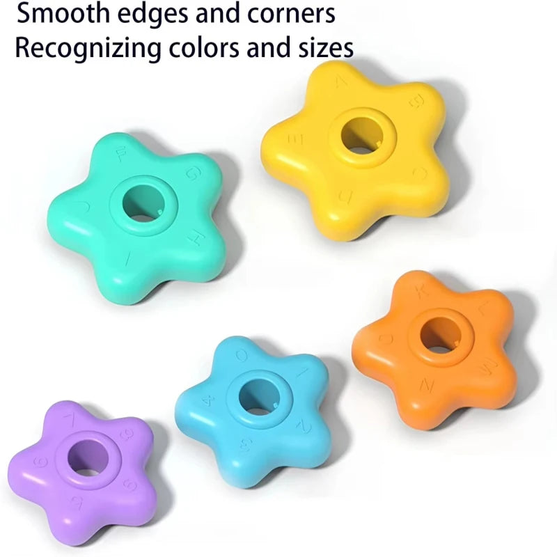 Montessori Rotating Rainbow Tower Baby Stacking Puzzle Toys Children Develop Motor Skills Game Spinning Stacking Toys Kids Gift