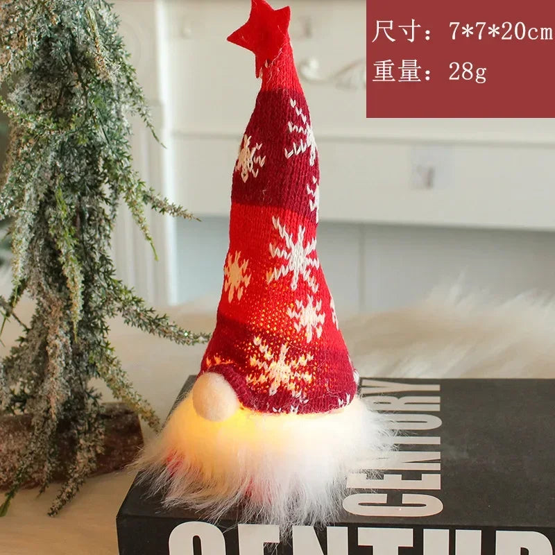 Charming LED Light-Up Christmas Faceless Doll Gnome Ornaments - Plush Knitting Tree Pendants for Home & Kids Gifts