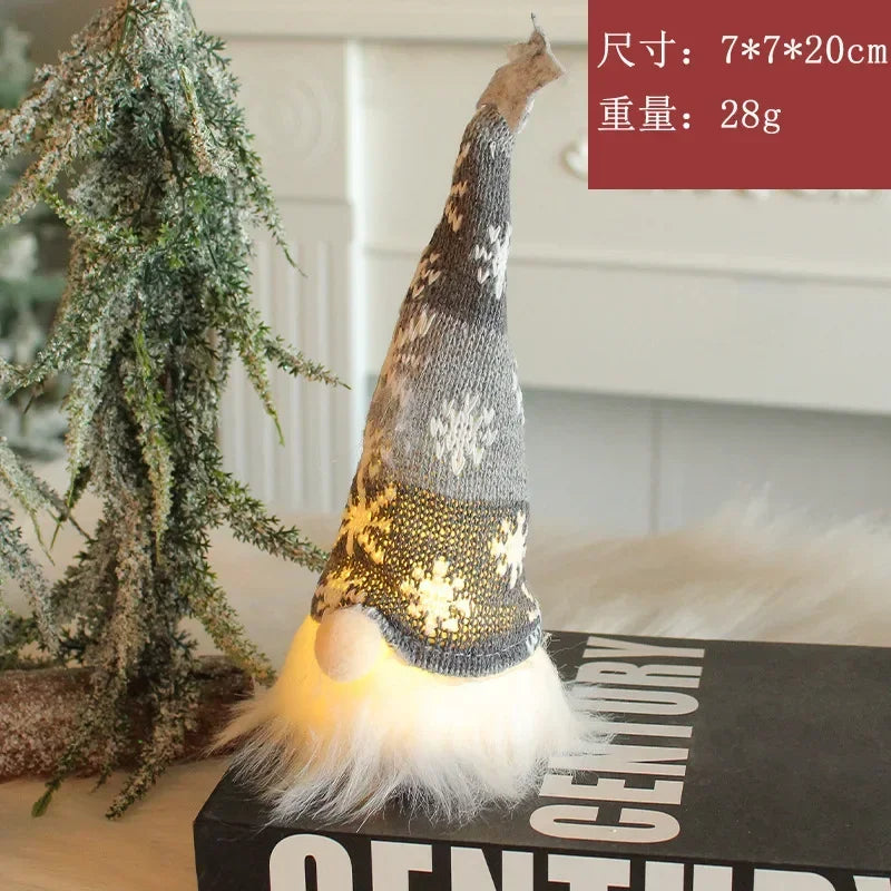 Charming LED Light-Up Christmas Faceless Doll Gnome Ornaments - Plush Knitting Tree Pendants for Home & Kids Gifts