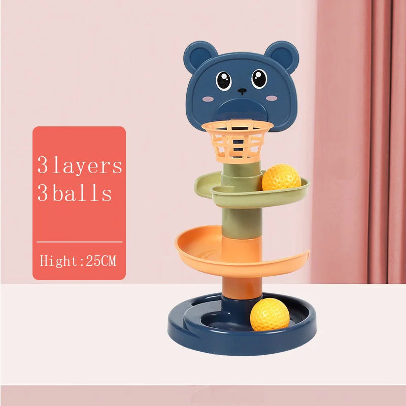 Montessori Rotating Rainbow Tower Baby Stacking Puzzle Toys Children Develop Motor Skills Game Spinning Stacking Toys Kids Gift