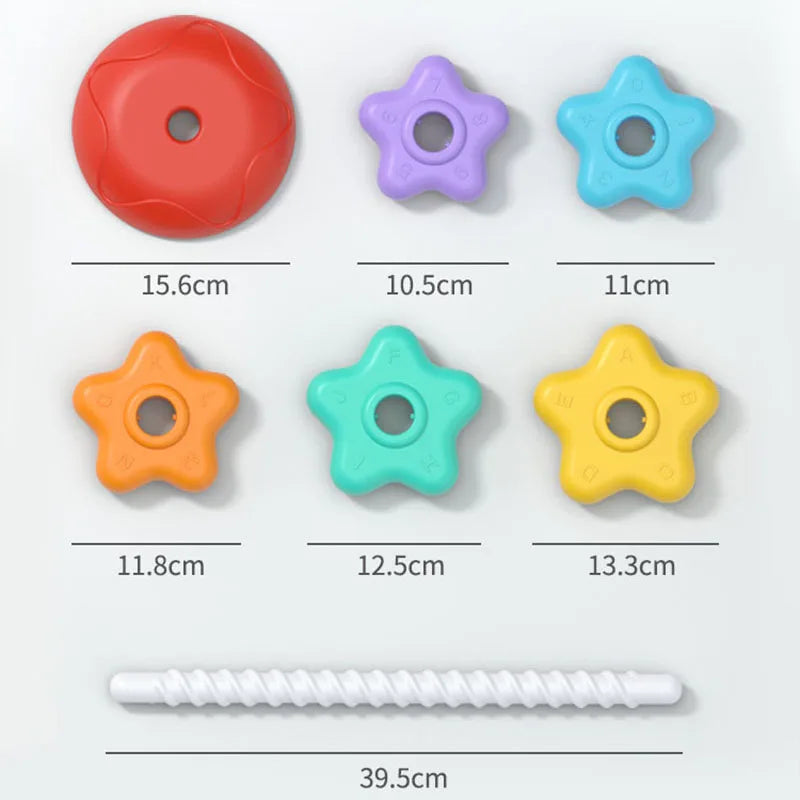 Montessori Rotating Rainbow Tower Baby Stacking Puzzle Toys Children Develop Motor Skills Game Spinning Stacking Toys Kids Gift