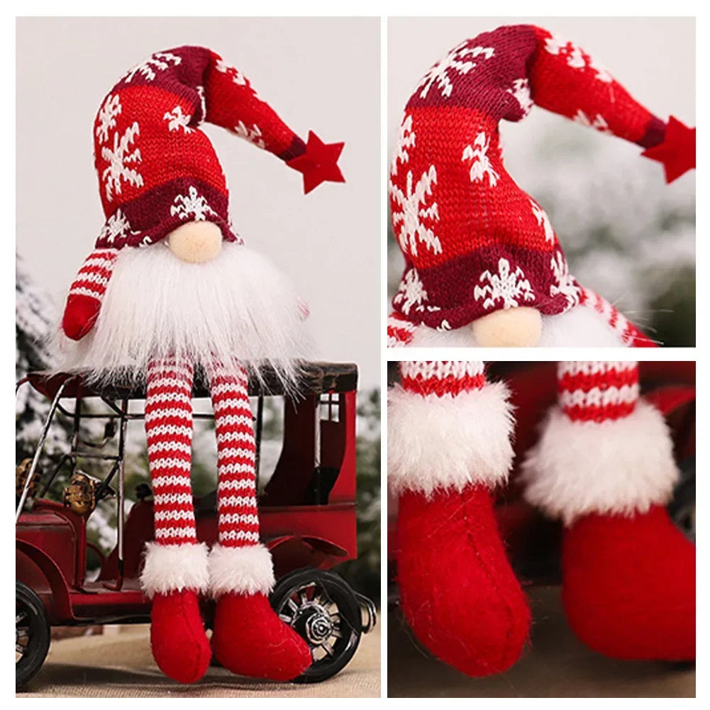 Charming LED Light-Up Christmas Faceless Doll Gnome Ornaments - Plush Knitting Tree Pendants for Home & Kids Gifts